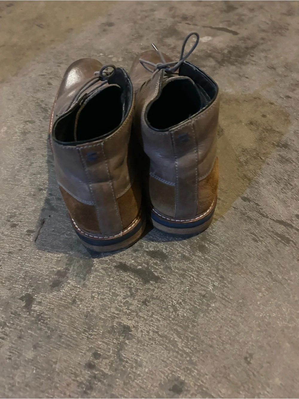 Men's Brown/Gray Leather Lace-Up Chukka Boots